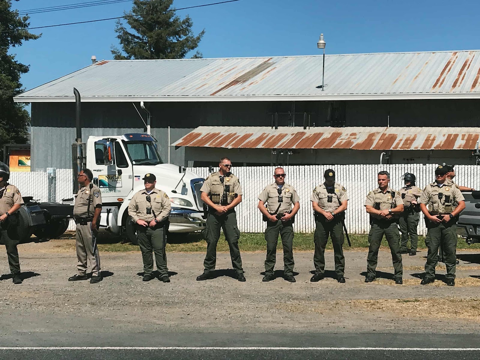 Police Protecting Egg Farm