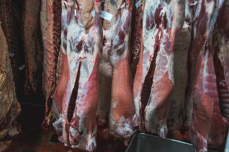 Carcass freezer at Tideford Slaughterhouse, Cornwall