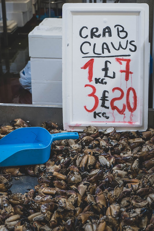 Crab claws at Billingsgate Fish Market, London